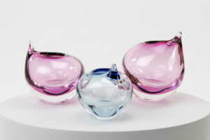 Kristallen Vazen | Rood/roze en Blauw | Druppelvaas
