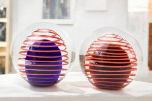 Kristallen Bol Rode Spiraal | Luxe Glasobject