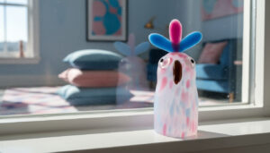 Papegaai Glasobject | Blue & Pink | Mondgeblazen Kristalglas