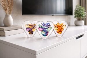 Kleine Kristallherzen | Handgefertigtes Luxusobjekt | H 11 cm | Ozzaro