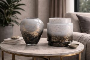 Vazen | Black & Gold | Gouden decoratie | H21cm