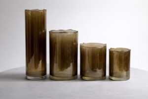 Cilinder Vazen Robuust | Bruin Platinum | Parelmoer glans | 16cm-37cm