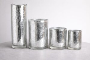 Cilinder Vazen Robuust | Zilver | Parelmoer glans | 16cm-37cm