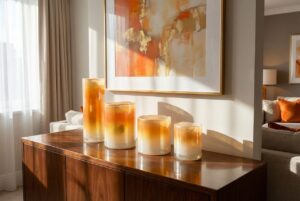 Cilinder Vazen | Robuust | Oranje/Goud | Parelmoer glans | 16cm – 36cm |