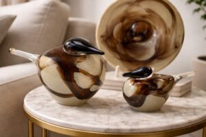Vogel Set “Dune” | Glazen Decoraties | Glazen dieren