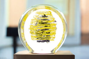 Glass Object Disc ‘Color Lines’ | Luxury Bohemian Crystal