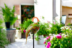 Garden Stake Parrot Green Orange | Luxury Garden Decoration