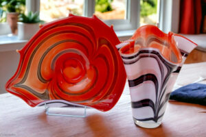 Red Zebra Set : Unleash the Wild | Glass Bowl and Vase