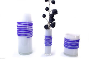 Cylinder Vases with Blue Spiral.