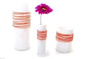 Cylinder Vases with Red Spiral.