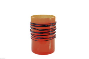 Cylinder Vases Red with Black Spiral.