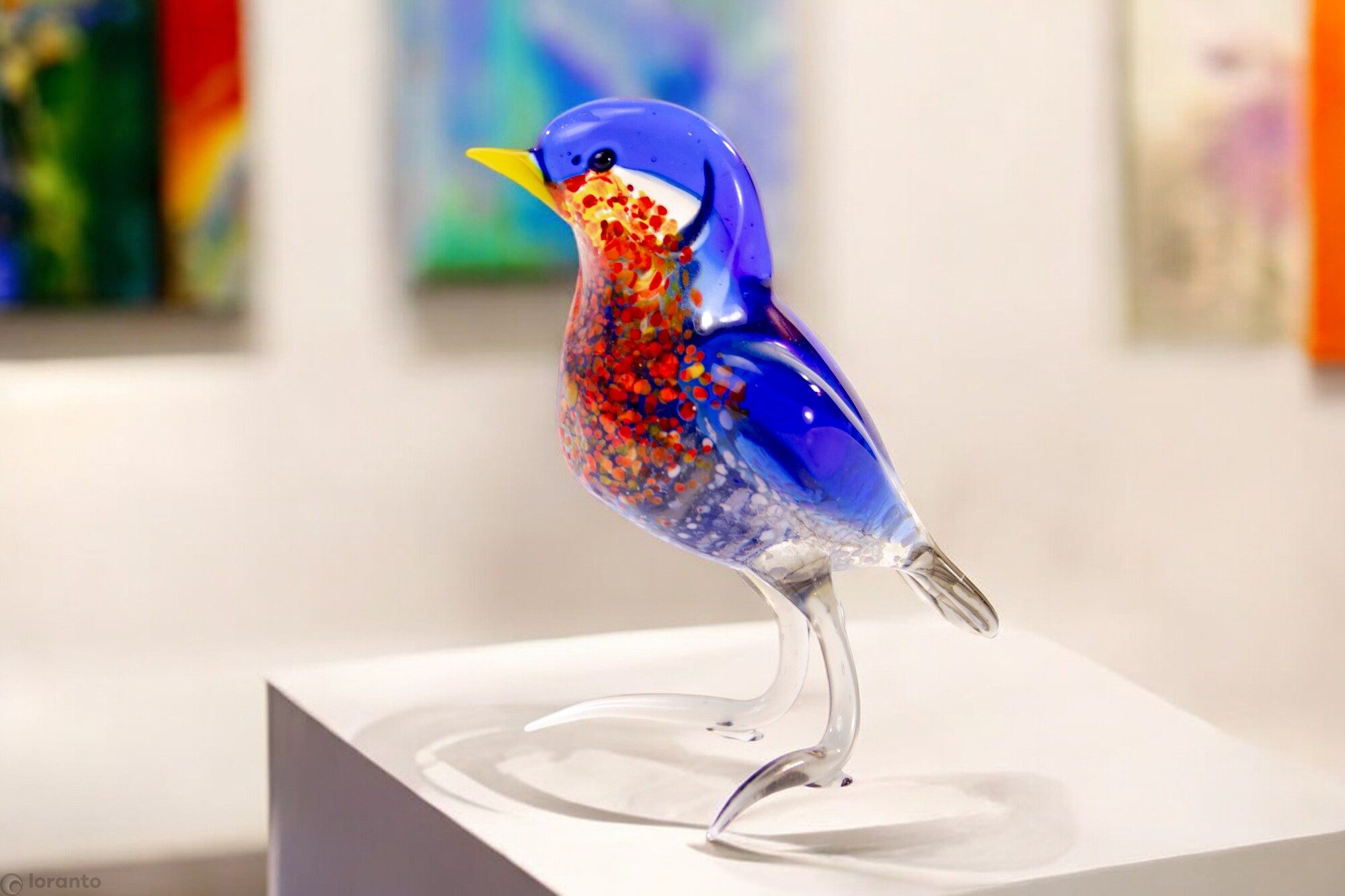 Glass Bird Red Blue | Glass Decoration