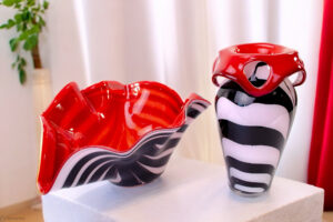 Zebra Vase and Bowl “24” | Vase of Glass | Glass bowl