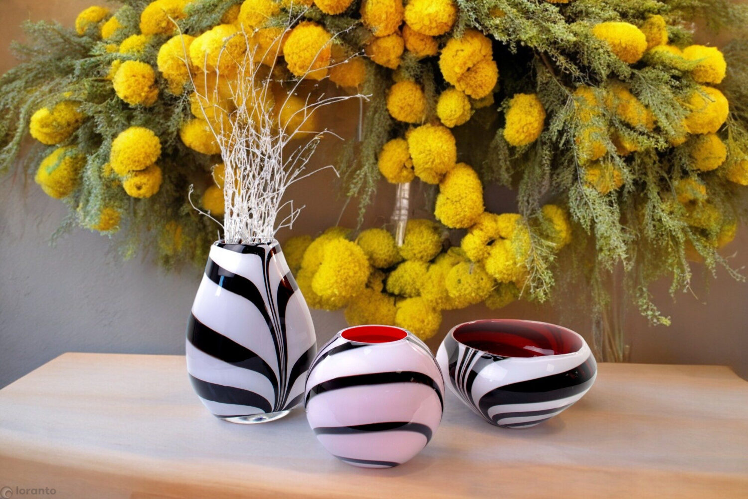 zebra vases and bowls