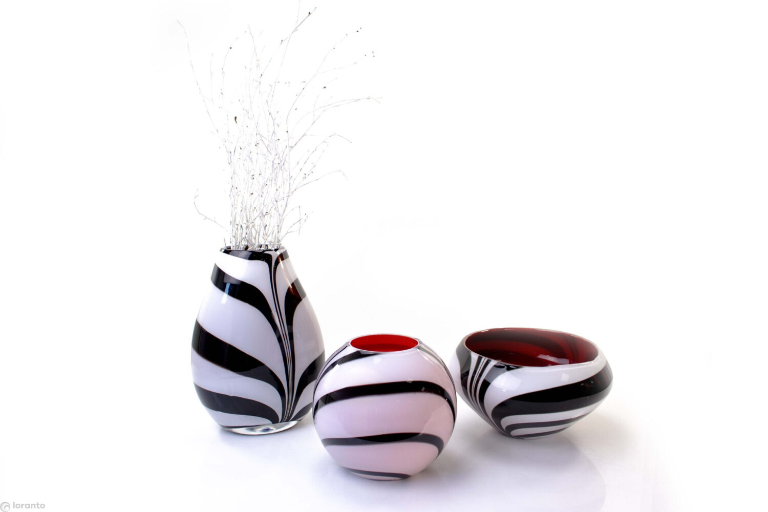 zebra vases and bowls