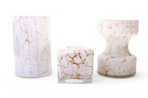 Vazen Set Wit Bladgoud | Luxe Bloemen Vazen