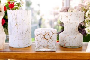 Vazen Set Wit Bladgoud | Luxe Bloemen Vazen