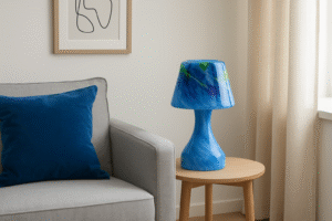 Mushroom Lamp | Blue Landscape | Handgemaakt