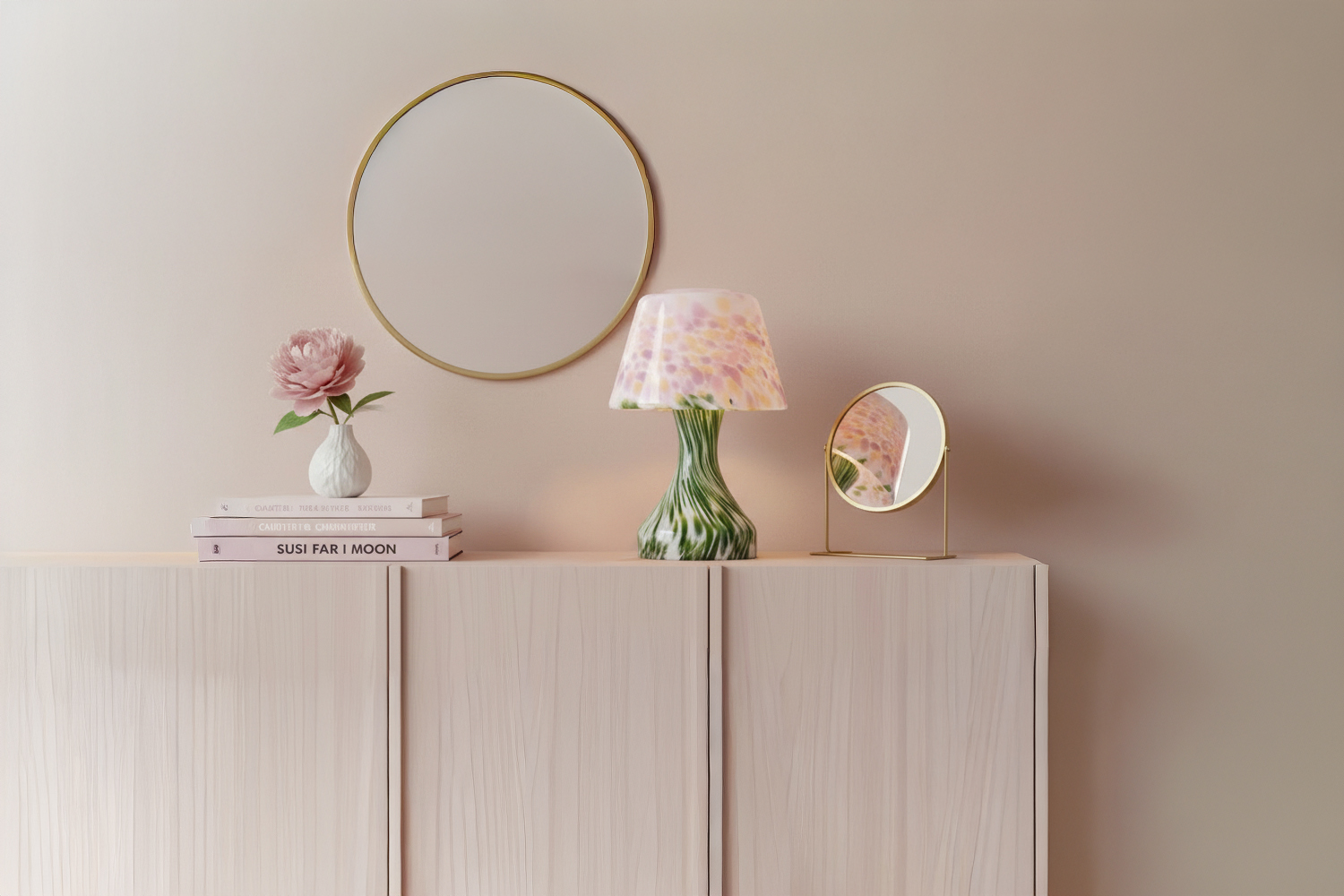 Mushroom Lamp | Green & Pink | Mondgeblazen - Afbeelding 2