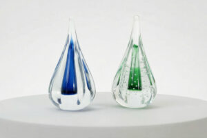Glazen Druppels Rond | Blue & Green | 15cm | Luxe Decoratie