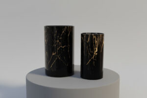 Cilinder Vaas | Zwart & Bladgoud | 20 & 24cm