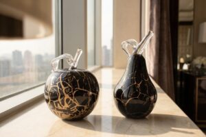 Glazen Fruit | Appel & Peer | Zwart & Bladgoud