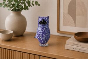 Glazen Uil Paars | Luxe Cadeau’s uit Europa | 16cm