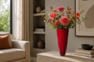 Tijgervaas van Glas | Rood | H36cm
