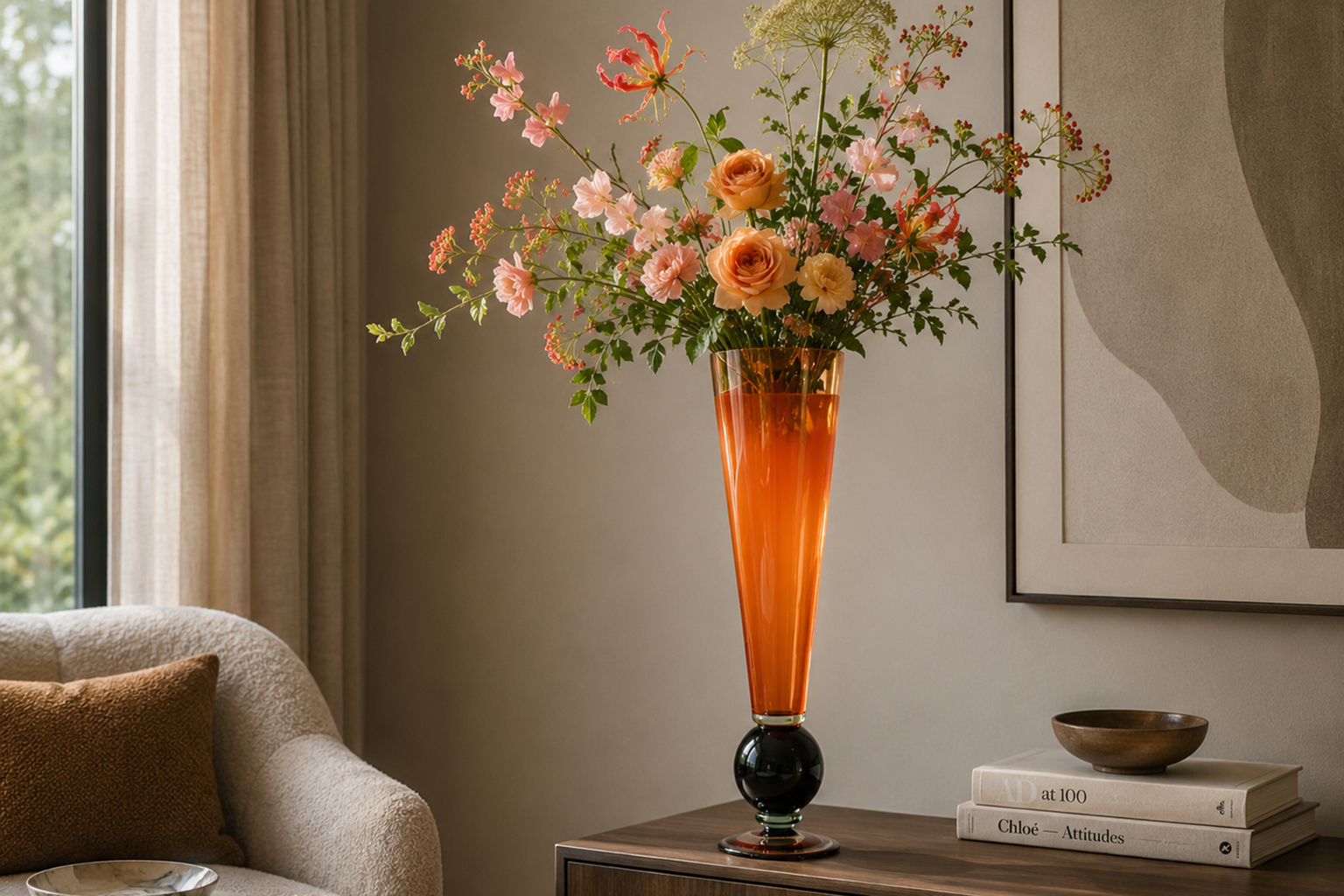 Vaas Lang | Oranje & Zwart | H55cm - Afbeelding 2