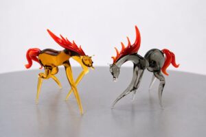 Paarden van Glas | Bruin & Grijs | Glazen Beeldjes