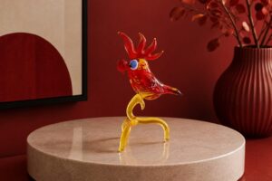 Papegaai op Stok van Glas | Handgemaakt in Europa | 13 cm