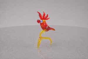 Papegaai op Stok van Glas | Handgemaakt in Europa | 13 cm