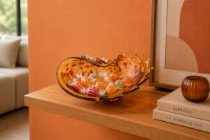 Kleine Glazen Schaal | Orange | L21cm