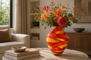 Glazen Vaas Oranje | Luxe Vaas | 45cm