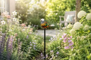 Bird Garden Stake | Dark Multicolor | Garden Decoration | 15cm