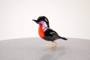 Roodborst van Glas | Glazen Dieren Beeldjes | 10cm
