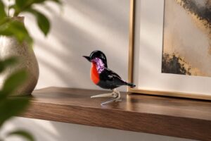 Roodborst van Glas | Glazen Dieren Beeldjes | 10cm